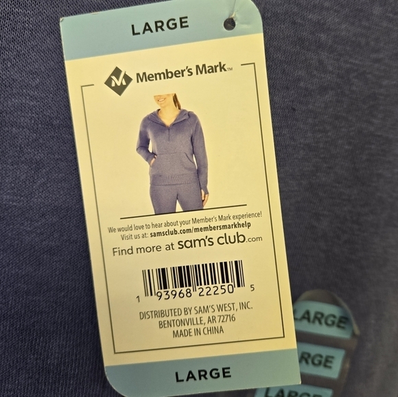 Member's Mark Ribbed Zip Hoodie Periwinkle L - Picture 6 of 8